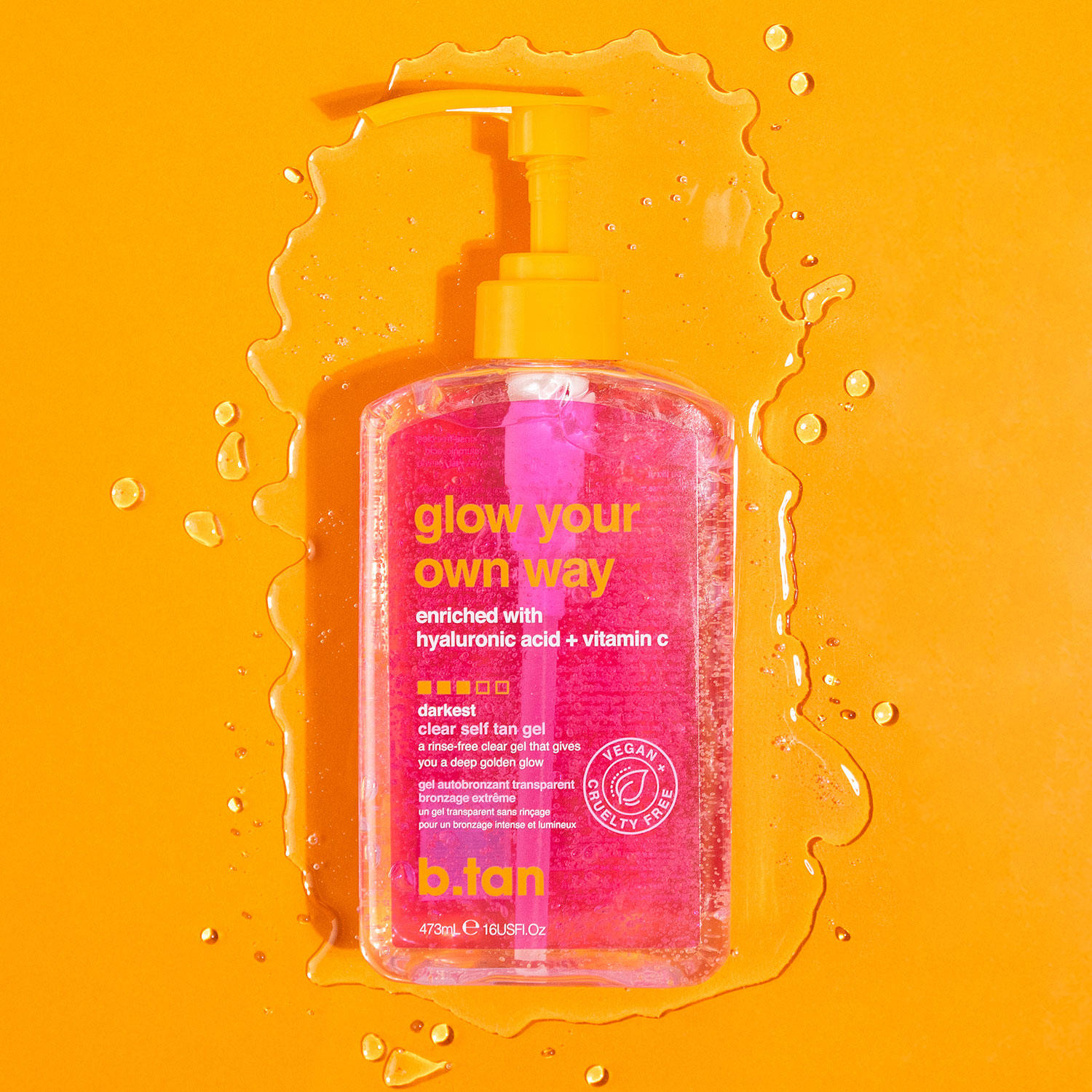 glow your own way self tan gel on orange background